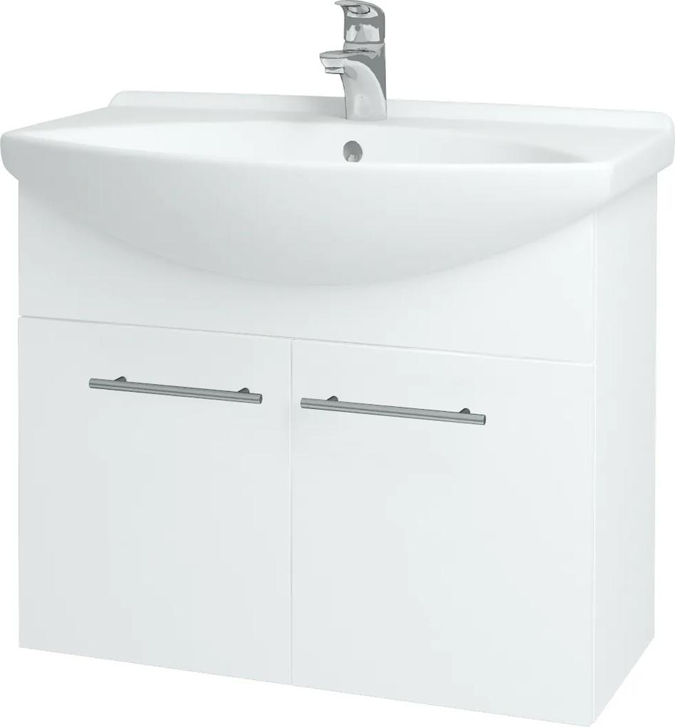 Dřevojas - Koupelnová skříň TAKE IT SZD2 75 - N01 Bílá lesk / Úchytka T02 / N01 Bílá lesk (133597B)