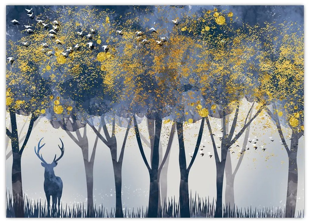Obraz jeleňa v lese (70x50 cm)