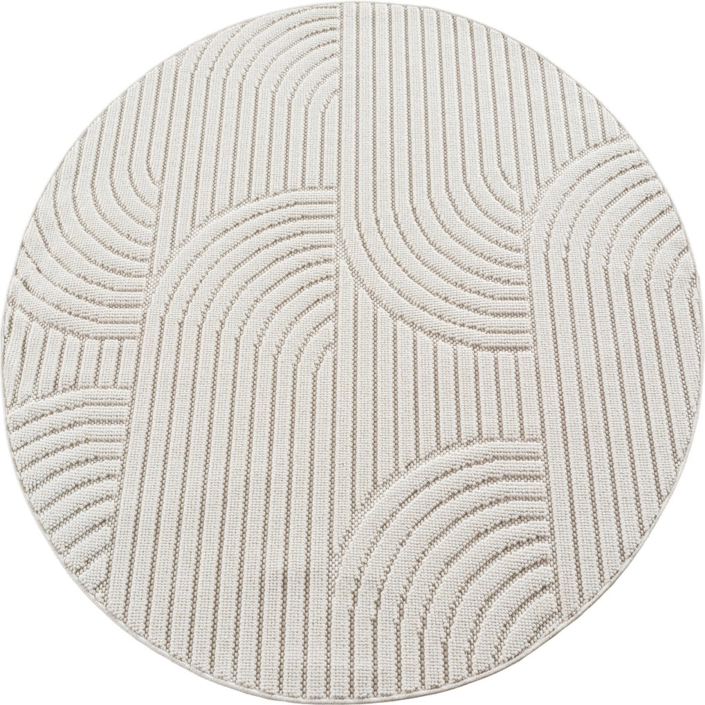 Ayyildiz, Kusový koberec Helix 2201 cream kruh, 160x160, biela, chodba / predsieň