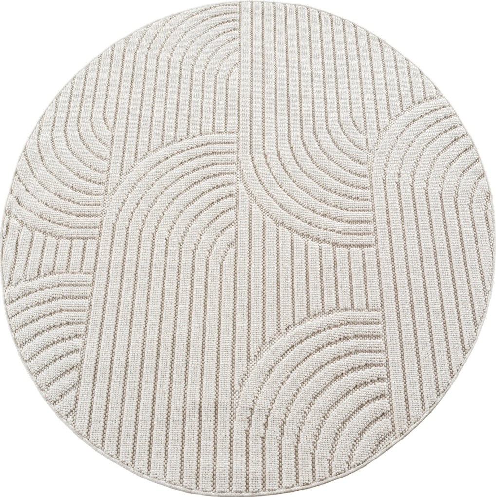 Ayyildiz, Kusový koberec Helix 2201 cream kruh, 80x80, biela, chodba / predsieň