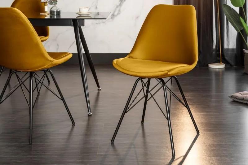 IIG -  Dizajnová stolička SCANDINAVIA MEISTERSTÜCK horčicovo žltá, zamat