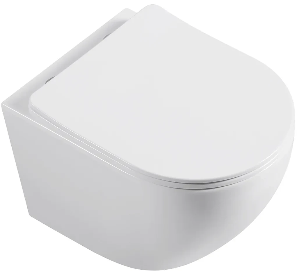 Cerano Cesso, závesná WC misa Vortex + UF sedátko - biela lesklá - 49x36 cm, CER-CER-476678