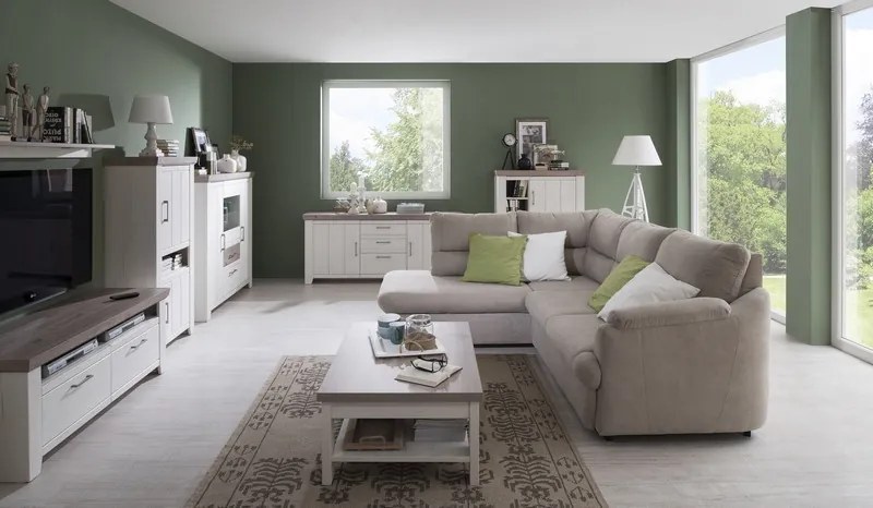 Obývacia stena Cruz, kombi, bielená pínia/šedý dub