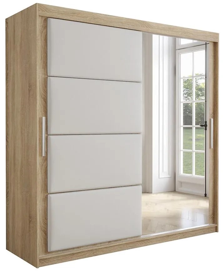 Skriňa Tapi 200 Dub Sonoma/Biela ekokoža