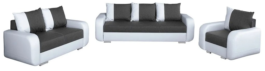 Zostava sedacej súpravy Danny 3+2+1, Dostupné poťahy: ekokoža Madryt 120 + Inari 96