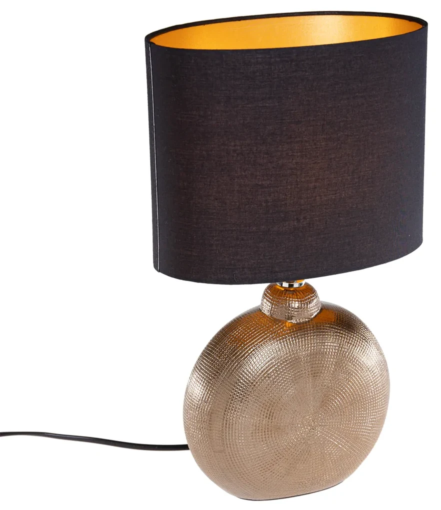 Rustikálna stolná lampa bronzová s čiernou 39 cm - Kygo