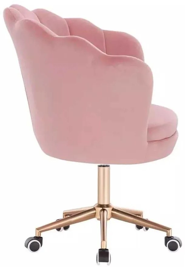 LuxuryForm DESIGN Kreslo FREY VELUR na zlatej podstave s kolieskami - ružová