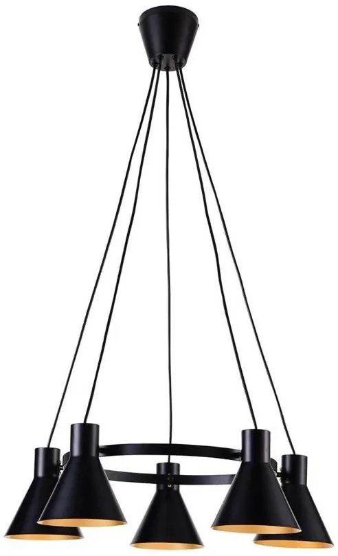 Candellux Čierno-zlatý závesný luster More pre žiarovku 5x E27 35-71163