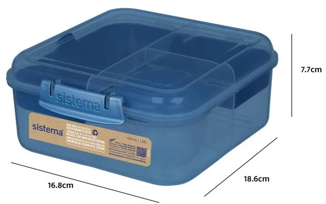 Krabička na svačinu/oběd, 6 přihrádek SISTEMA 1,25l - mix barev Farba škatuliek SISTEMA: Modrá