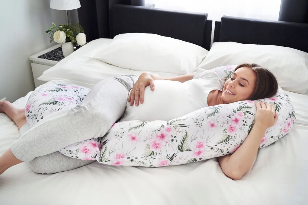 Tehotenský a dojčiaci vankúš BABYMAM PREMIUM 300 cm 3v1 - Kvety v záhrade