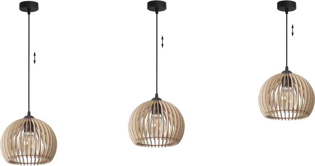 Závesné svietidlo Timber 6, 1x drevené tienidlo, (fi 21 cm)