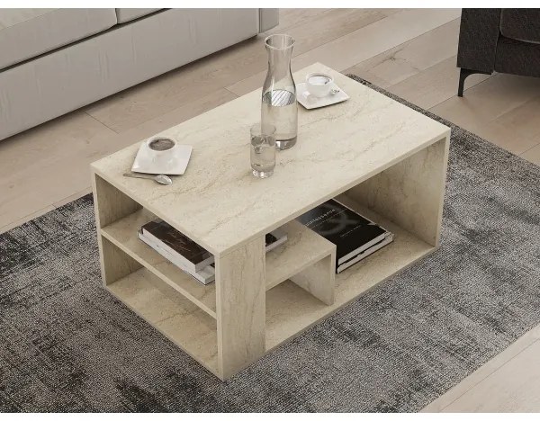 Konferenčný stolík JELIO, mramorový dekor, béžový