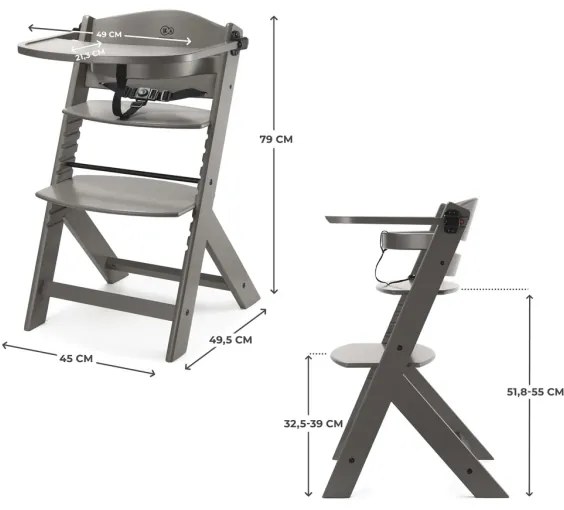 KINDERKRAFT - Detská jedálenská stolička ENOCK sivá