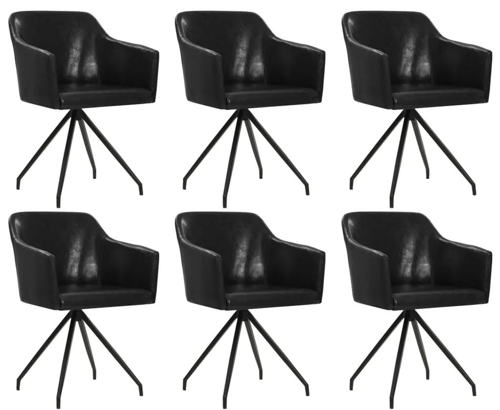 vidaXL Otočné jedálenské stoličky 6 ks čierne umelá koža