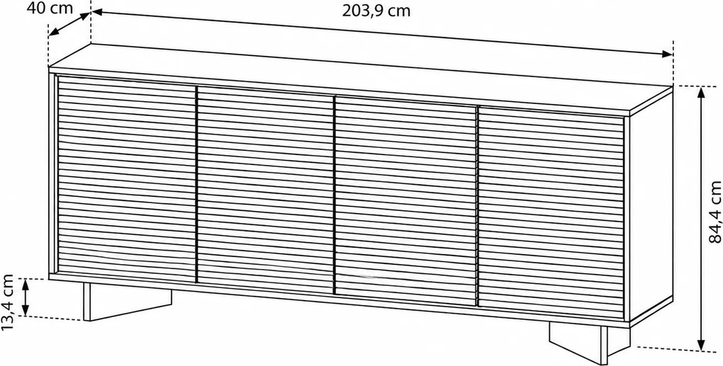 KOMODA GALLIANO DUB BOLIVAR + CAPPUCCINO LED 204 cm