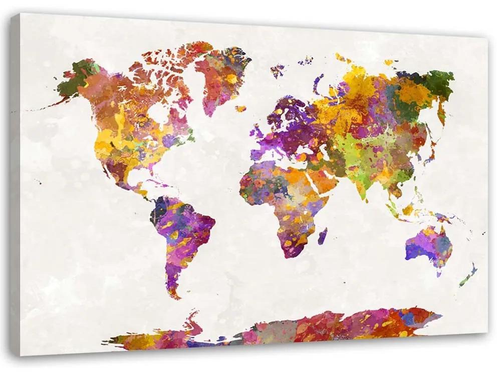 Gario Obraz na plátne Akvarelové škvrny mapa sveta Rozmery: 60 x 40 cm