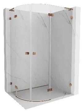 Mexen Lunar, L pravý polkruhový sprchový kút 90 x 80 cm, 8mm číre sklo, profil ružové zlato, 833L-090P-080L-60-00