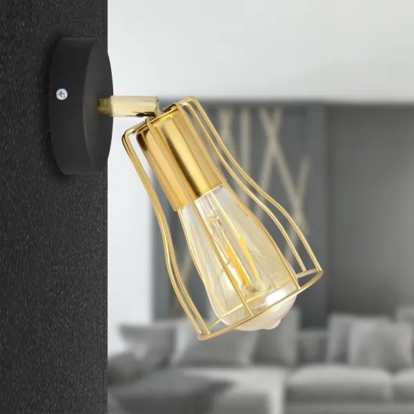 Nástenné bodové svietidlo TUBE 1xE27/15W/230V zlatá/čierna