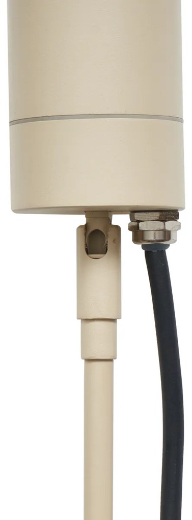 Bodové svietidlo s hrotom krémové GU10 50 mm nastaviteľné IP44 vrátane kábla a zástrčky - Solo