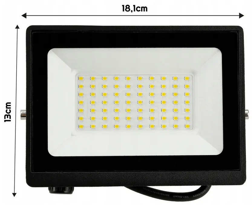 BERGE LED reflektor IP65 - 50W - 4500lm s pohybovým a súmrakovým senzorom - neutrálna biela