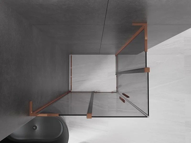 Mexen Velar L Duo, sprchový kút s posuvnými dverami 90 x 80 cm, 8mm šedé sklo, ružové zlato, 871-090-080-02-43-60