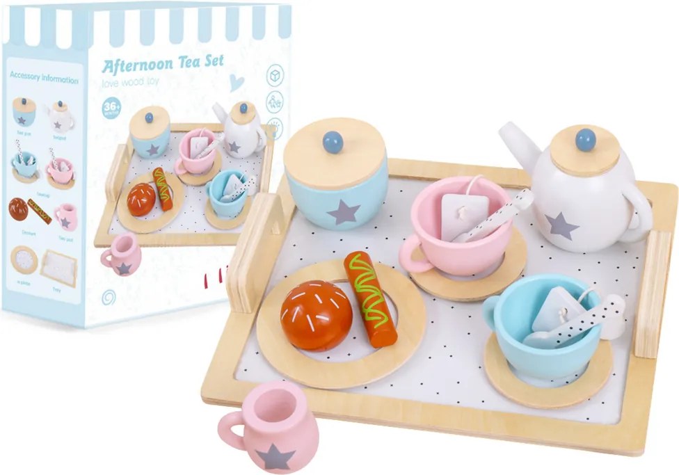 LEAN Toys Kávový servis Drevená čajová súprava Malé koláče Agen