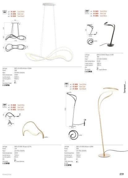 Redo 01-3598 - LED stmievateľný luster na lanku TEMPEST LED/58W/230V zlatý