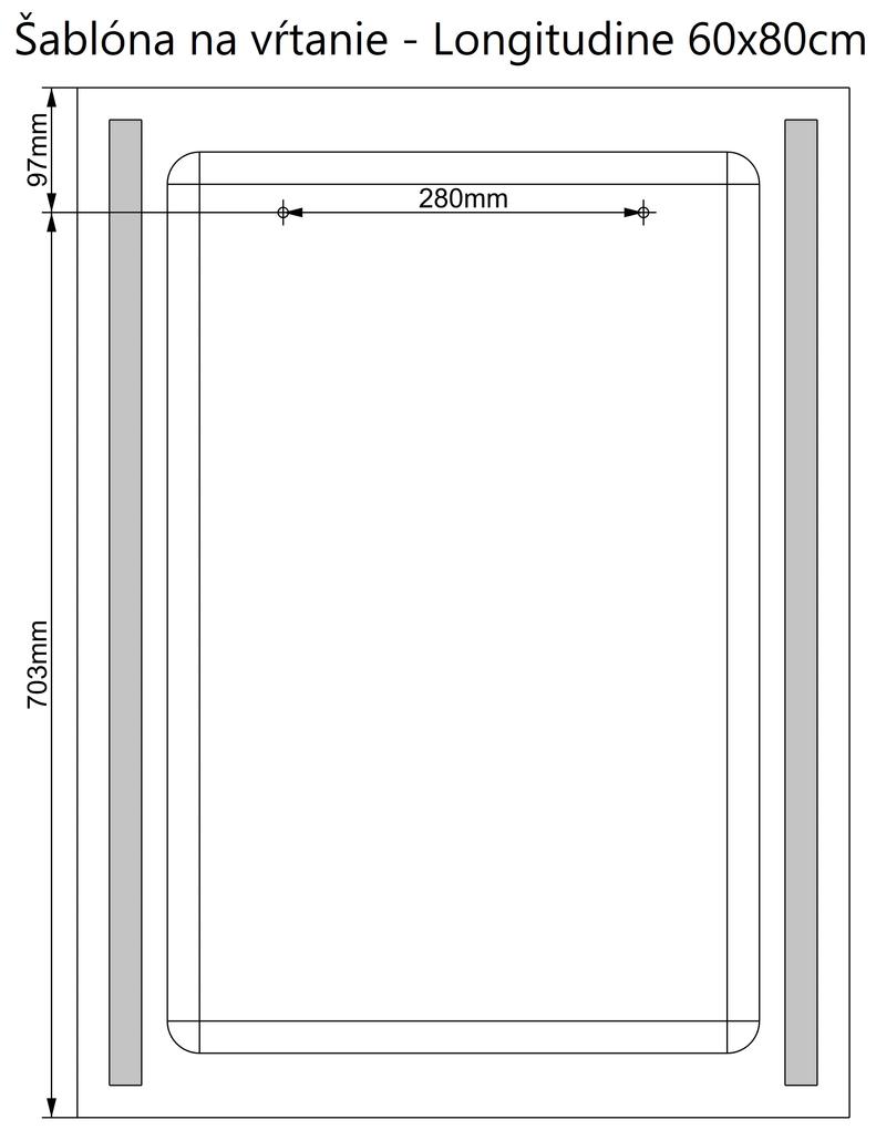 LED zrkadlo Longitudine 60x80cm neutrálna biela - wifi aplikácia