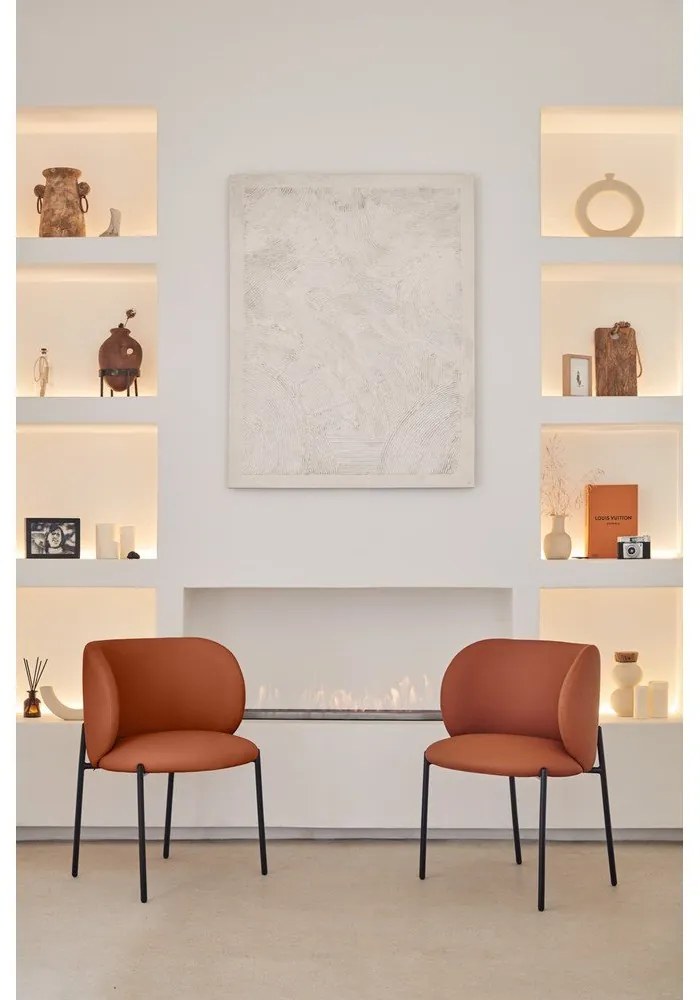 Oranžové čalúnené jedálenské kreslá v súprave 2 ks Mogi – Teulat