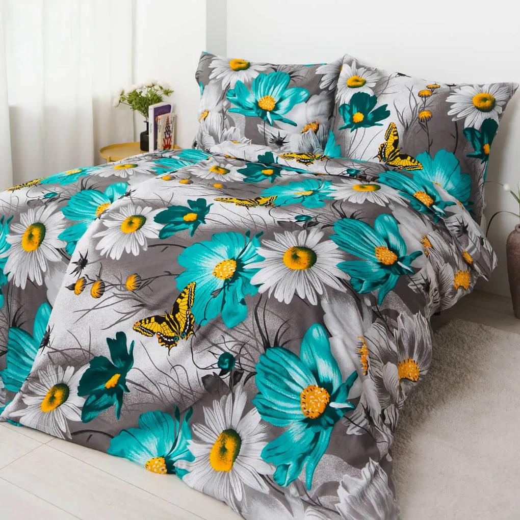 XPOSE­­® Bavlnené obliečky na dve postele KARLA - zelené/sivé