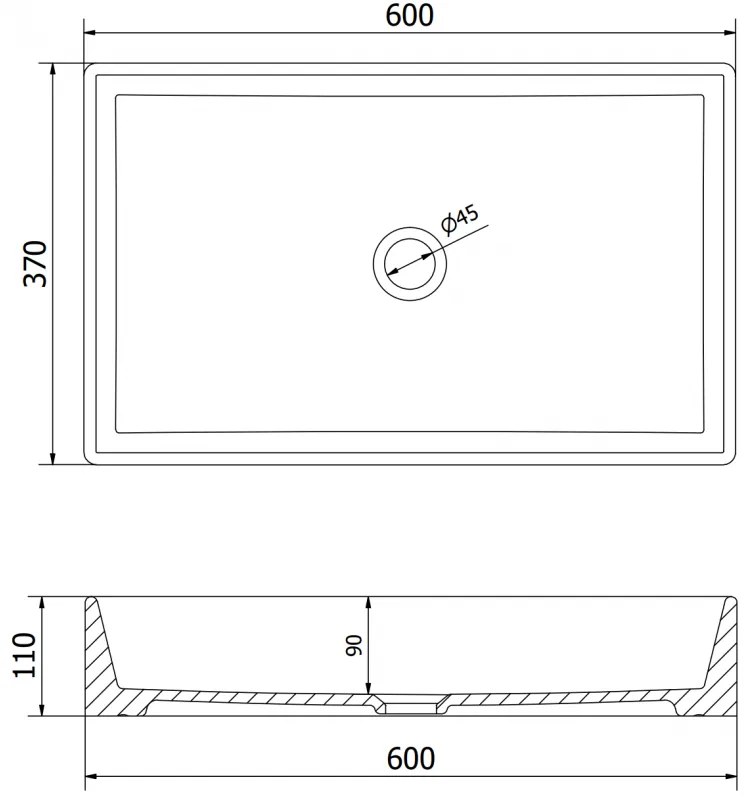 Mexen Goya, umývadlo na dosku 60 x 37 cm, biela, 22186000