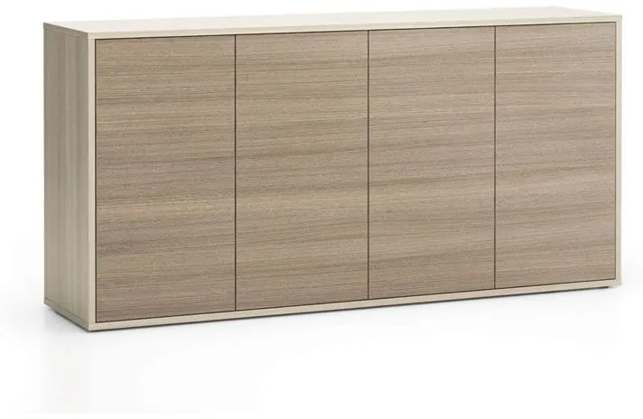 PLAN Kancelárska skrinka s dverami LAYERS, dlhá, 1582 x 400 x 777, dub prírodný / dub morený