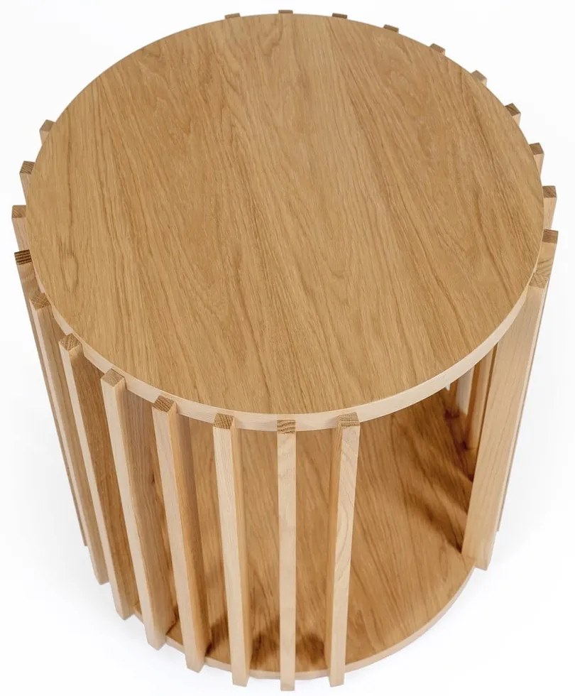 Odkladací stolík z dubového dreva Woodman Drum, ø 53 cm