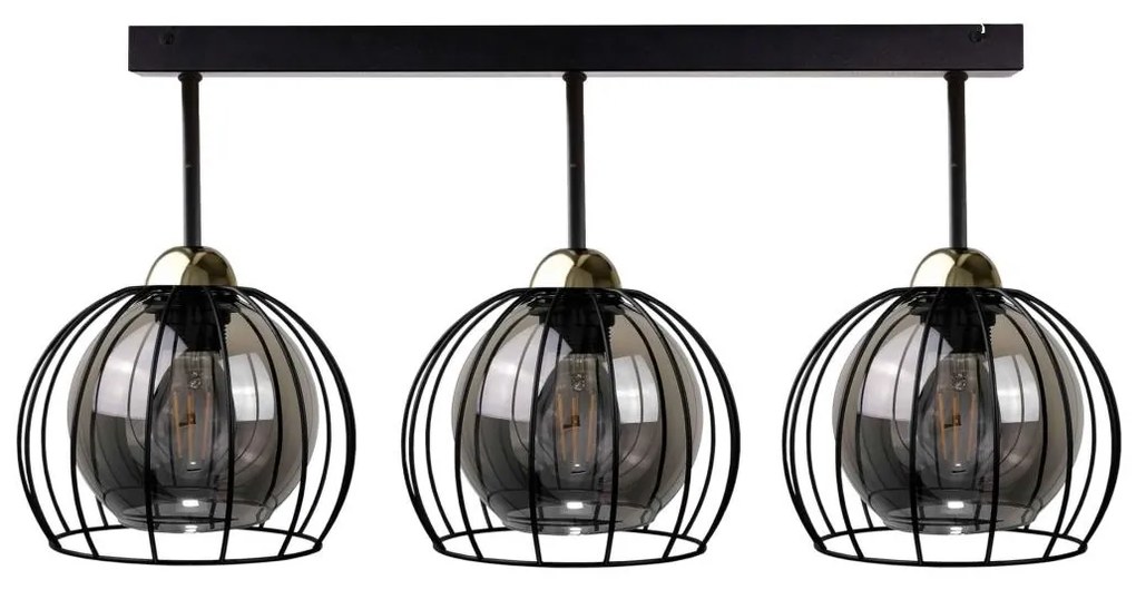 Prisadený luster SOLO BLACK 3xE27/60W/230V čierna/zlatá