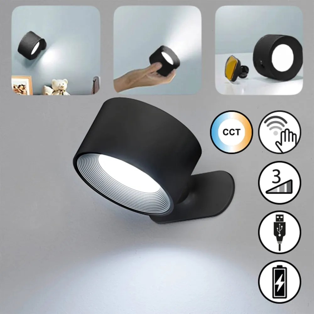 Čierne LED nástenné svietidlo Magnetics – Fischer &amp; Honsel