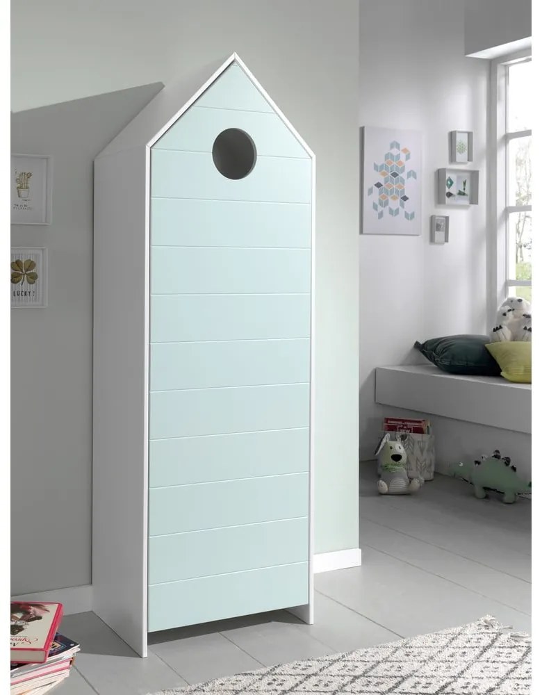 Bielo-svetlomodrá otvorená detská šatníková skriňa 115x171,5 cm CASAMI – Vipack