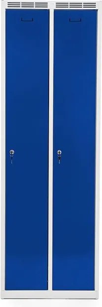 Kovová šatníková skriňa Trestles SS2M 1800x600x500 mm, 2 oddiely, modré dvere Podnož: sokel, Zámok: otočný