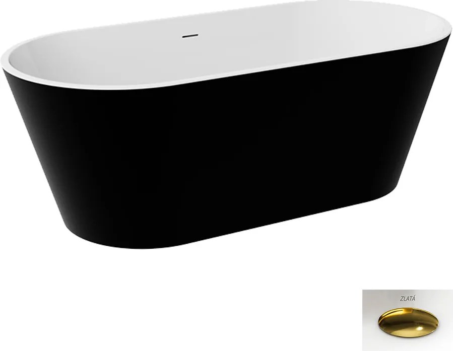 Besco Akrylátová voľne stojaca vaňa Deeva BW 150x75 (160x75, 170x80, 180x80) BESCO-Typ výpuste: Click-Clack so sitkovým prepadom, čierna matná, BESCO…