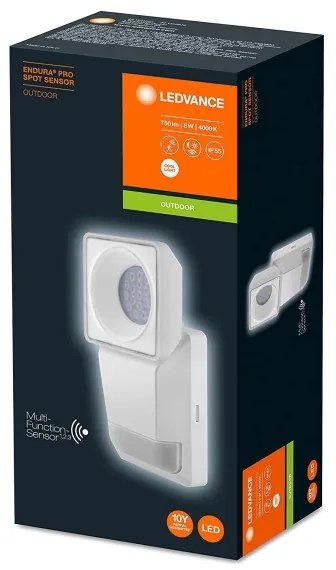 Ledvance - LED Vonkajšie nástenné svietidlo so senzorom SPOT LED/8W/230V IP55 biela