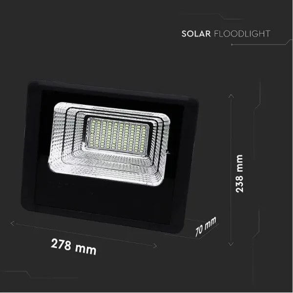 LED Stmievateľný solárny reflektor LED/20W/6,4V 4000K IP65 + diaľkové ovládanie