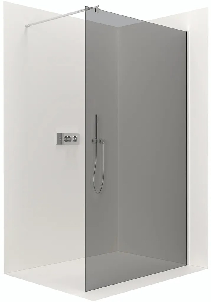 CERANO - Sprchová zástena Walk-in Onyx Ľ/P - guľatá vzpera - chróm, grafitové sklo - 90x200 cm, CER-CER-8050BD219