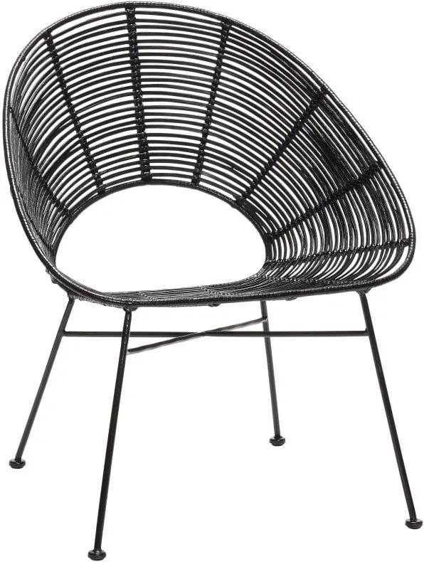 Čierna ratanová stolička Hübsch Aslog