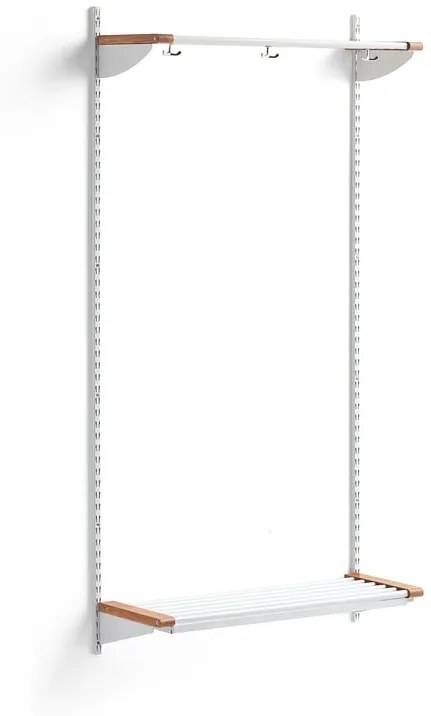 Vešiaková stena JEPPE s hornou policou, základná sekcia, 1790x900x310 mm, biela/dub