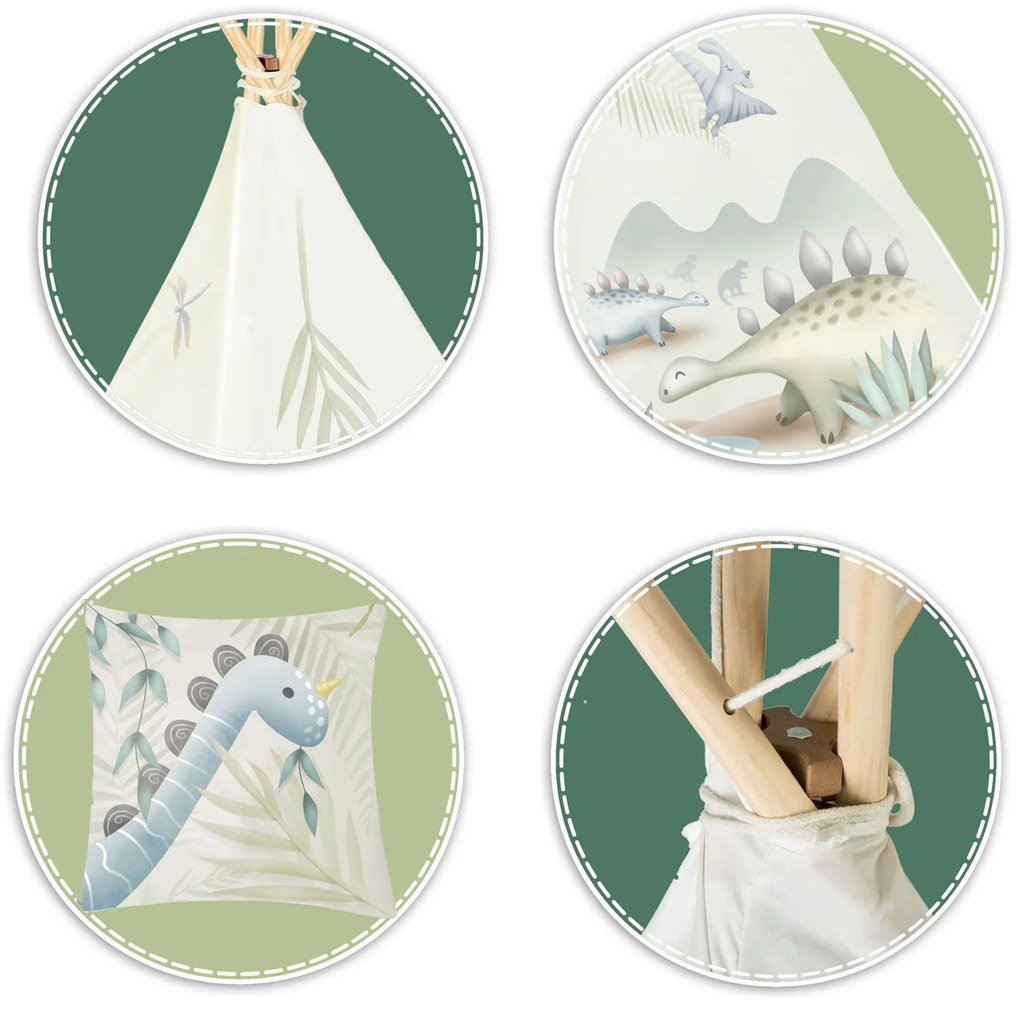 Detský stan típí Nukido NK-407 - dinosaury