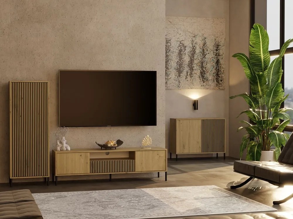 Komoda Kamaro 2D Slim 103 cm II dub Artisan/čierna