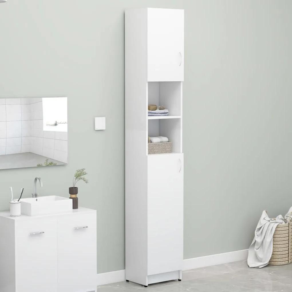 vidaXL Skrinka do kúpeľne, biela 32x25,5x190 cm, drevotrieska