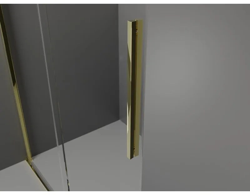 Mexen Velar, sprchový kút s posuvnými dverami 140 x 70 cm, 8mm sklo námraza, zlatá lesklá, 871-140-070-31-50