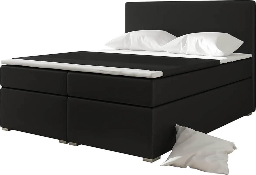 Čalúnená manželská posteľ s úložným priestorom Diana 180 - čierna (Soft 11)