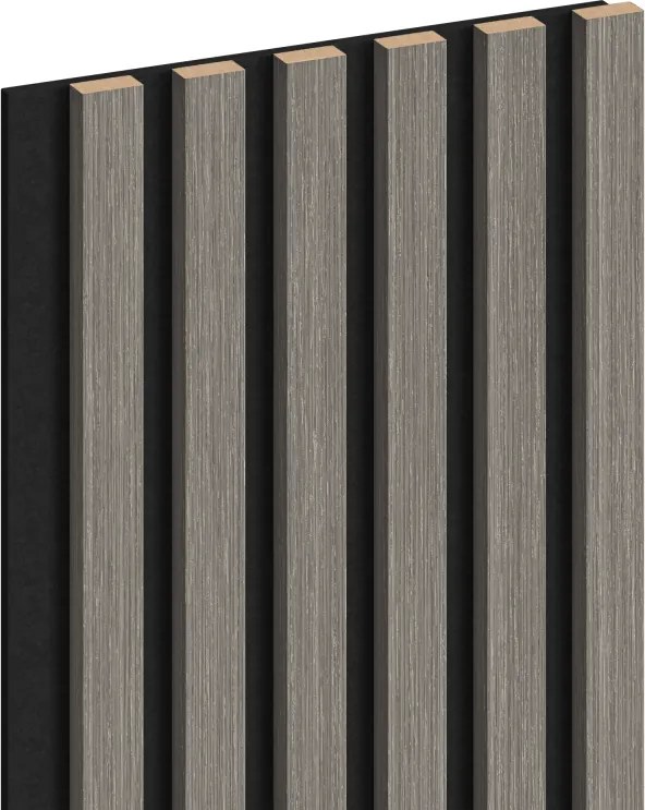 Mexen Lam-F, akustické stenové lamely 275 × 30 cm, plstený podklad 8 mm, technická dyha, dub striebristý, S105-275307-3015-007