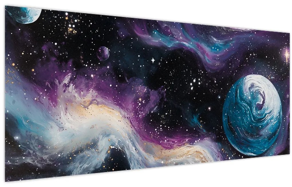 Obraz - Maľovaný vesmír (120x50 cm)